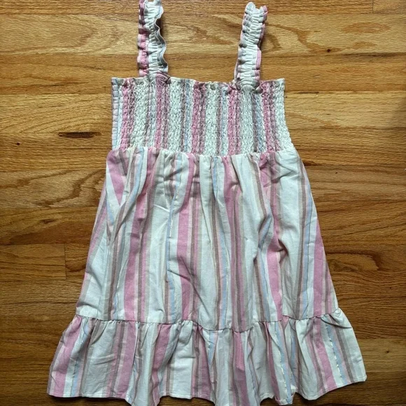 Janie and Jack Striped Linen Cotton Smocked Dress - Picture 3 of 5